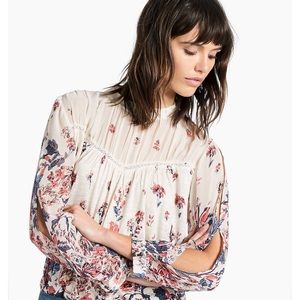 Lucky brand floral blouse XS NWT